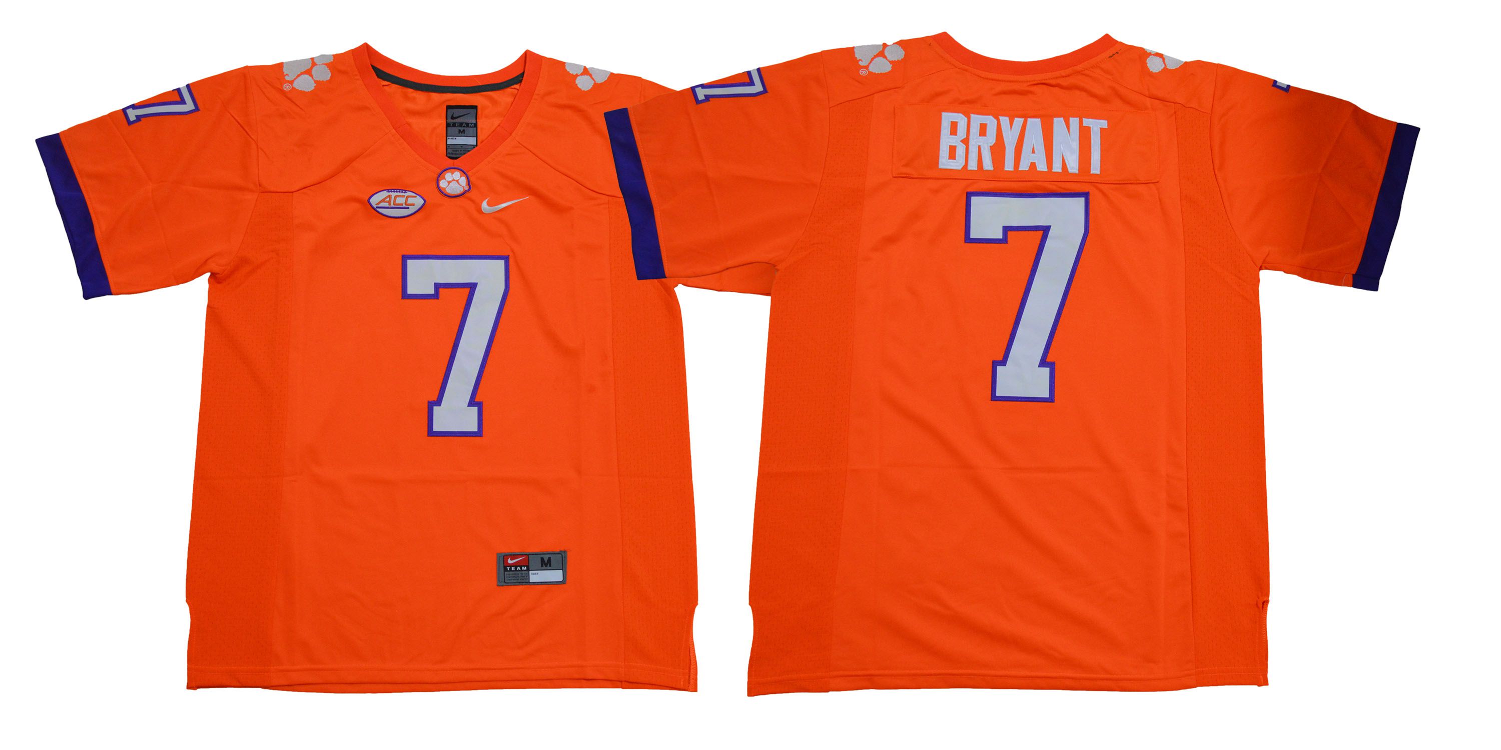 Men Clemson Tigers #7 Bryant Orange NCAA Jerseys